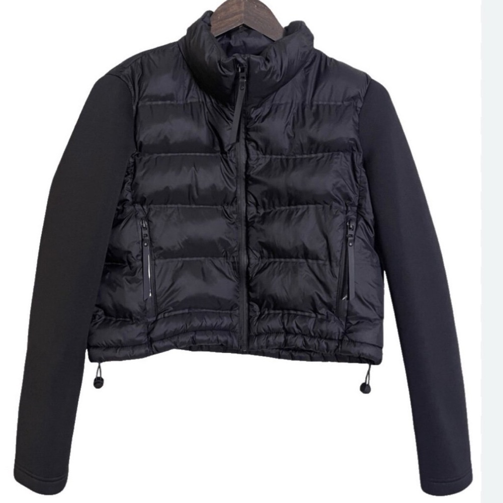 Zara Black Puffer Down Bomber Jacket Large